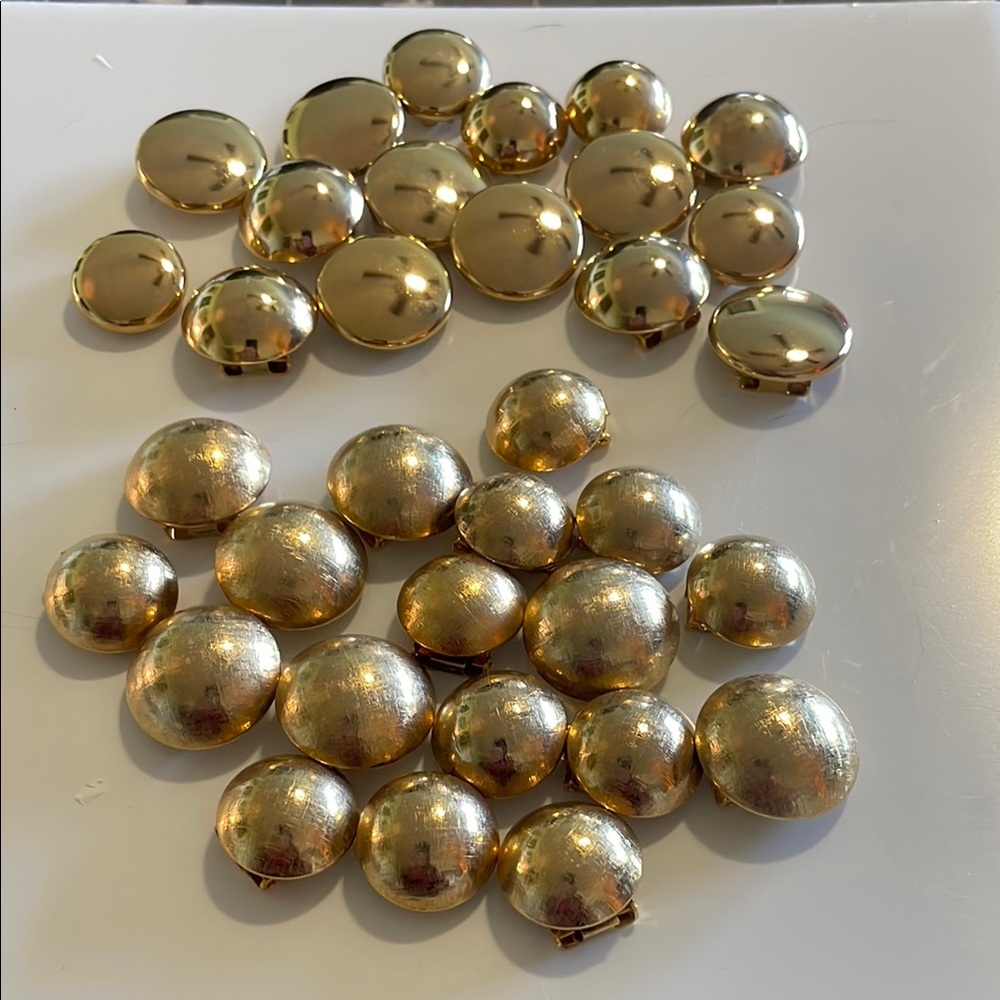 Vintage Thirty Four Gold Tone Smooth and Textured Button Covers